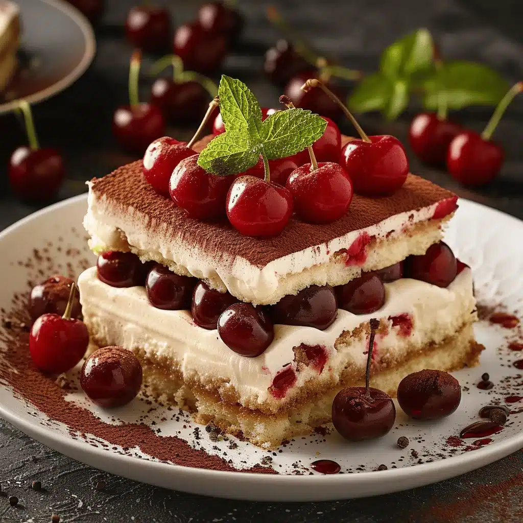Cherry Almond Cream Tiramisu preparation steps