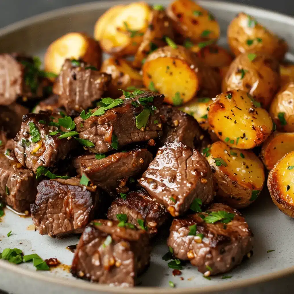 easy garlic steak bites - featured image