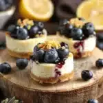 mini lemon blueberry cheesecakes - featured image