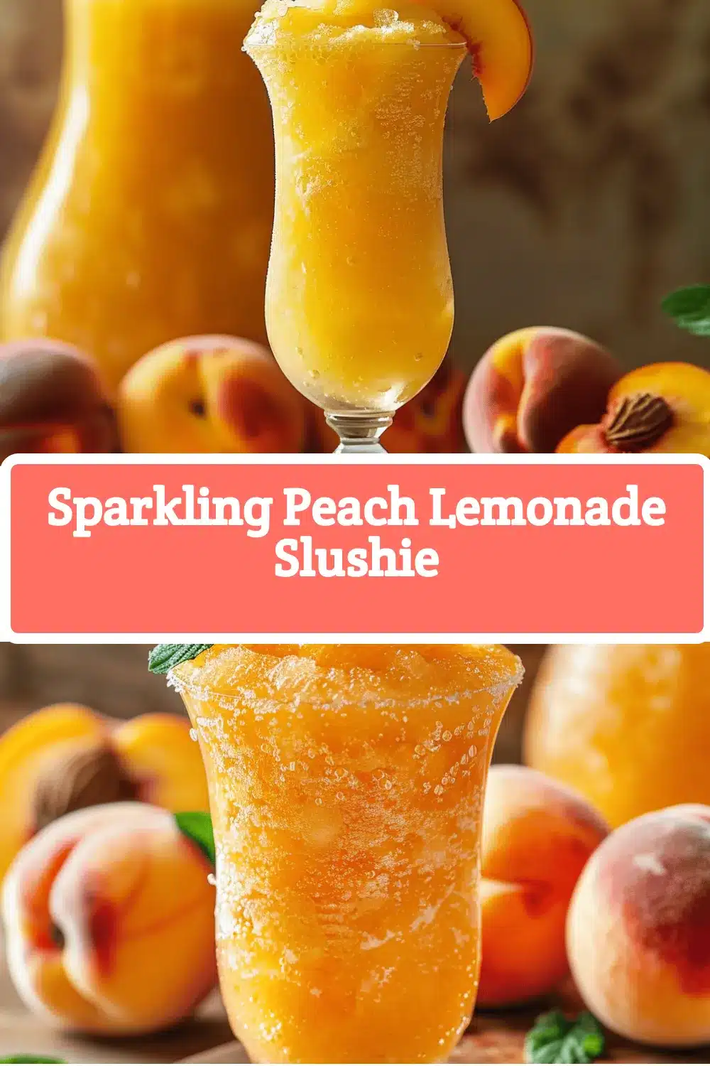 Refreshing Sparkling Peach Lemonade Slushie recipe
