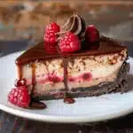 Salted Caramel Chocolate Raspberry Cheesecake - featured image