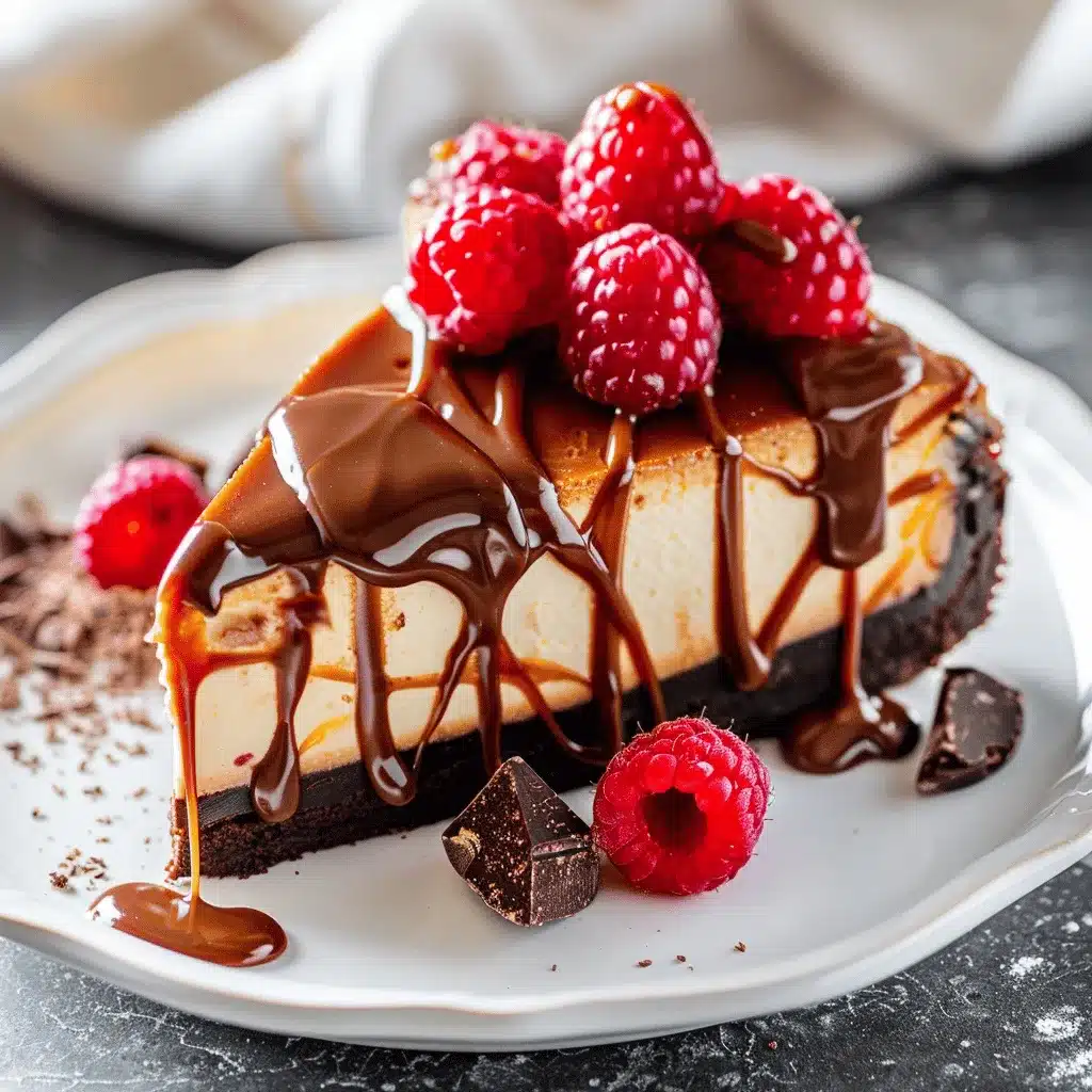 Salted Caramel Chocolate Raspberry Cheesecake preparation steps