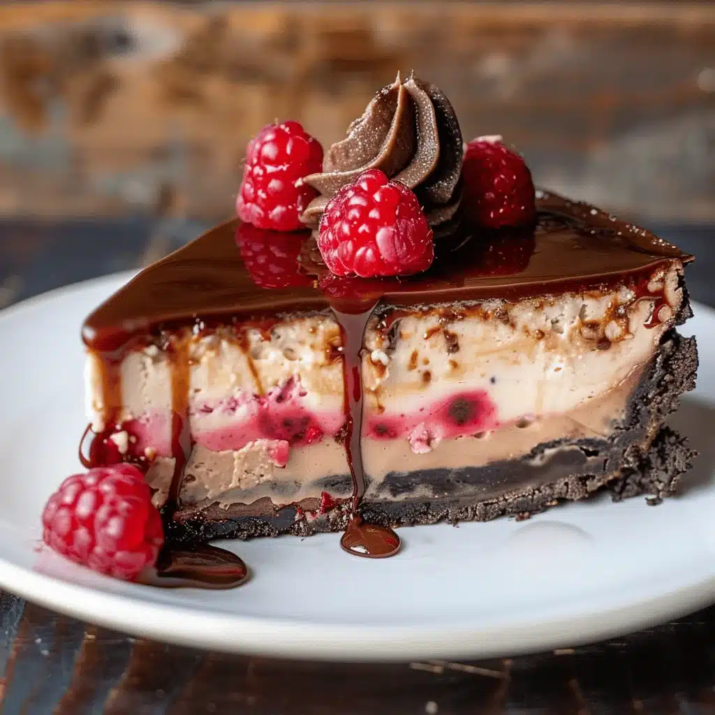 Salted Caramel Chocolate Raspberry Cheesecake - featured image