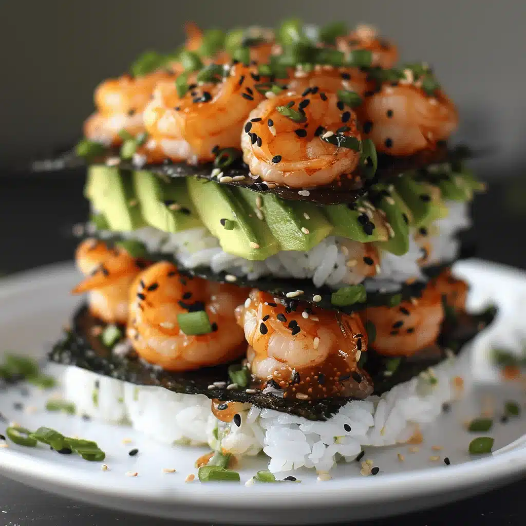 spicy shrimp sushi stacks - featured image