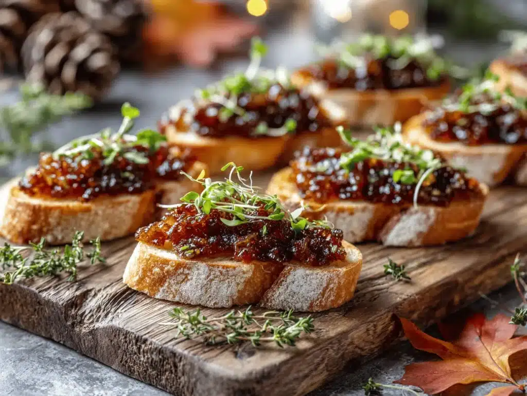 bourbon bacon jam crostini - featured image
