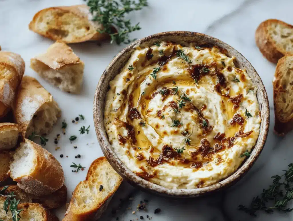 caramelized onion and Gruyère dip - featured image