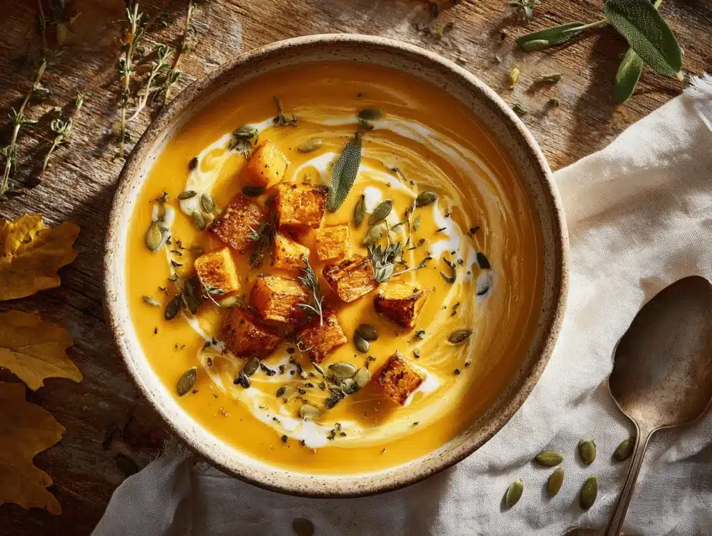 caramelized squash and potato cream soup - featured image