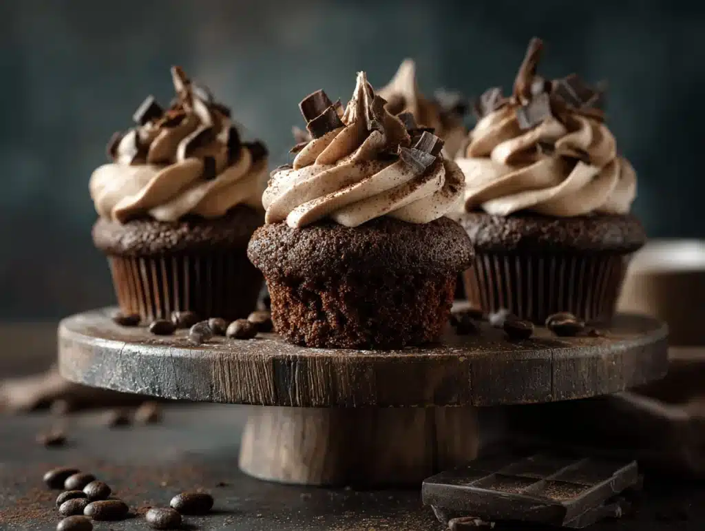coffee and chocolate cream cupcakes - featured image