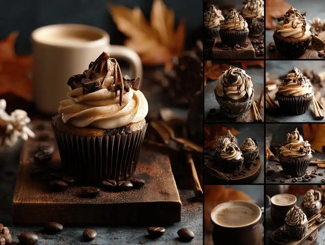 coffee and chocolate cream cupcakes preparation steps