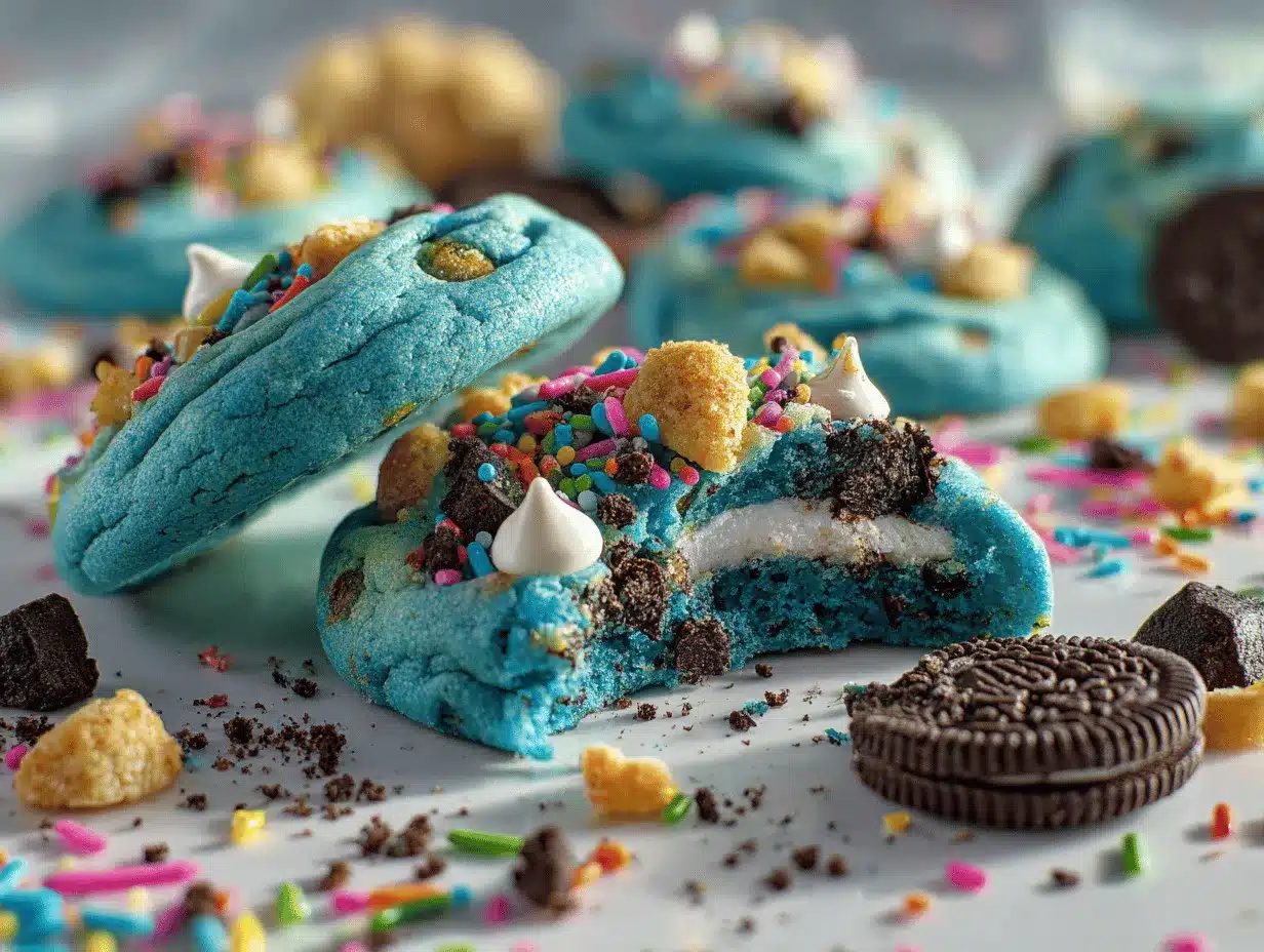 Cookie Monster Funfetti Cookies preparation steps