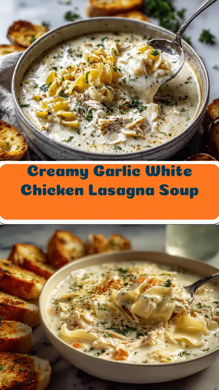 creamy garlic white chicken lasagna soup recipe