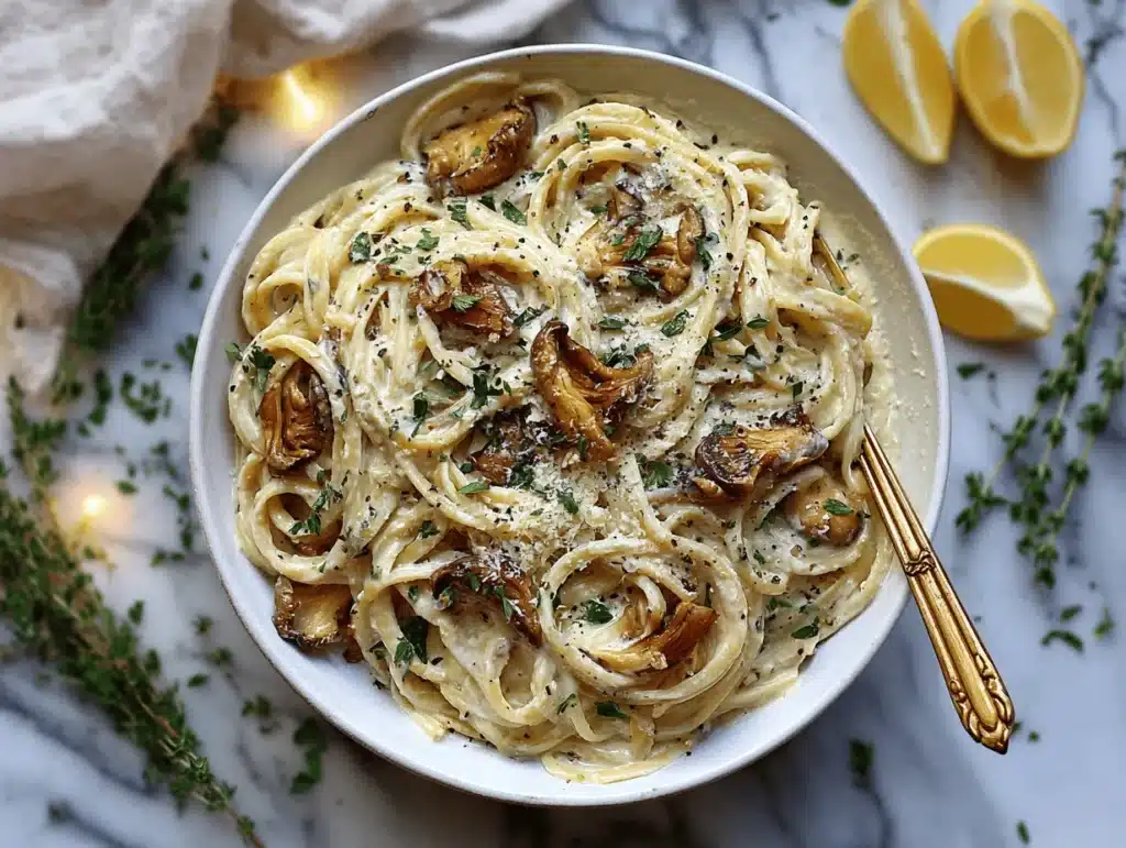 creamy oyster mushroom pasta - featured image