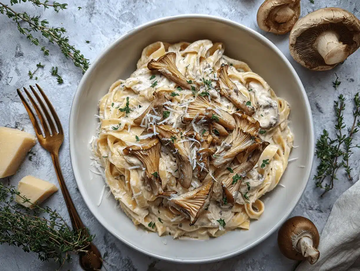 creamy oyster mushroom pasta preparation steps