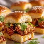 crispy honey garlic chicken sliders - featured image