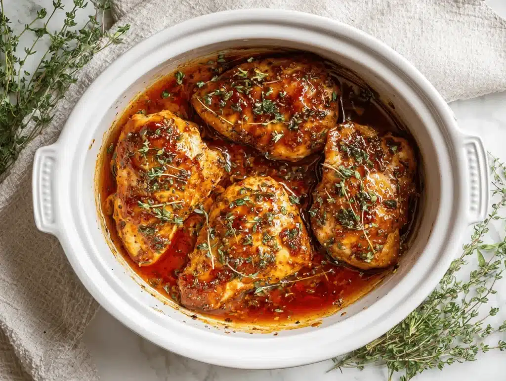 Crockpot Bourbon Maple Garlic Chicken - featured image