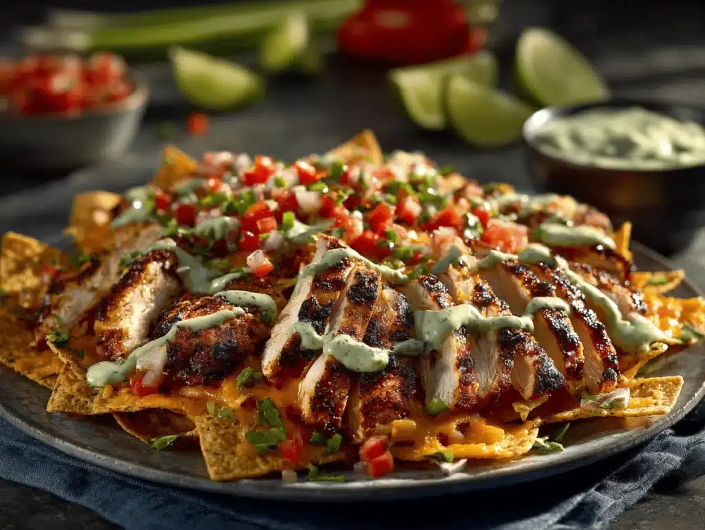 fiesta lime chicken nachos - featured image