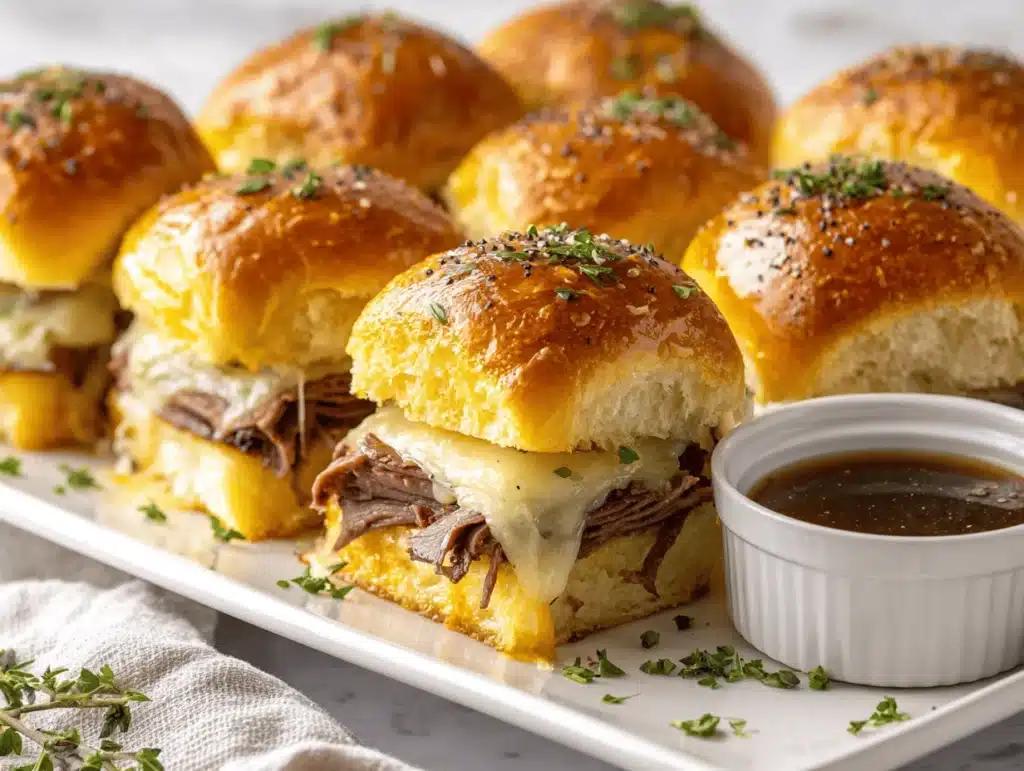 French dip sliders on Hawaiian rolls - featured image