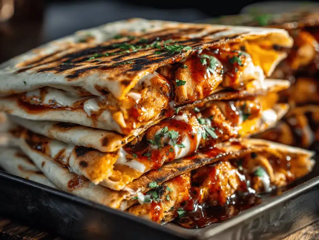 garlic butter honey BBQ chicken crunchwraps - featured image