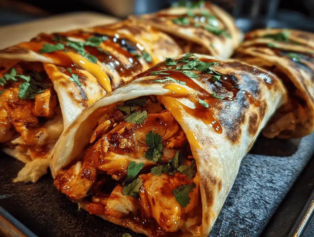 garlic butter honey BBQ chicken crunchwraps preparation steps