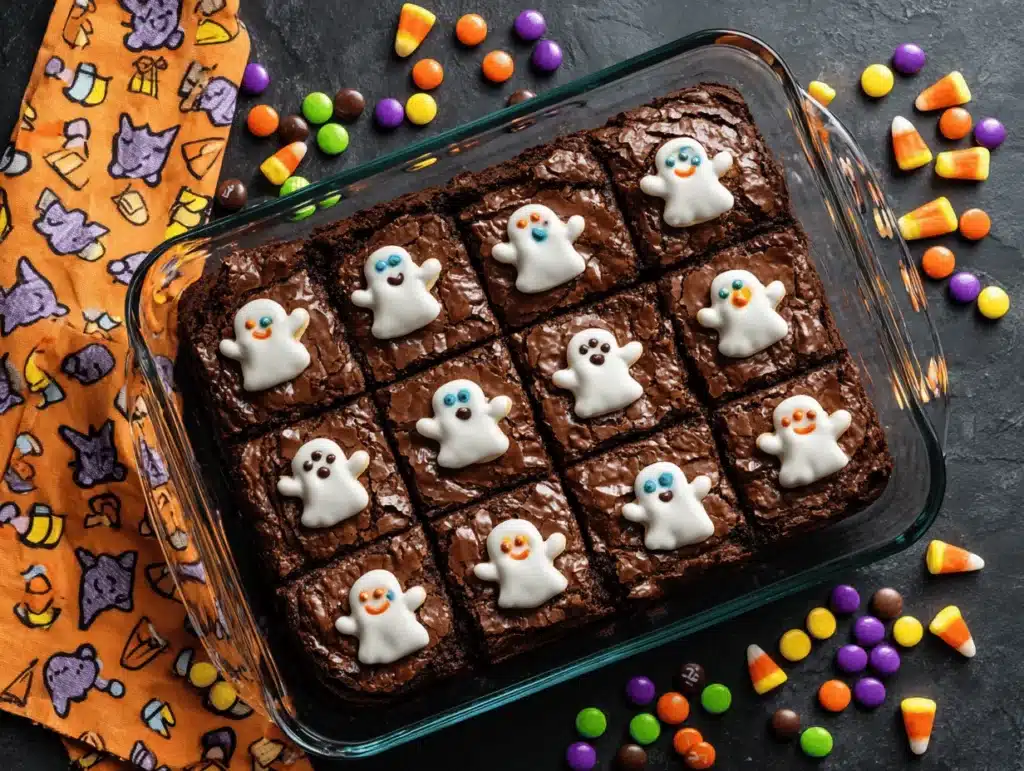 Halloween Ghost Sugar Cookie Brownie Bars - featured image
