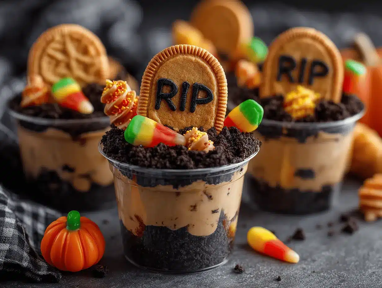 Halloween Graveyard Dirt Cups preparation steps