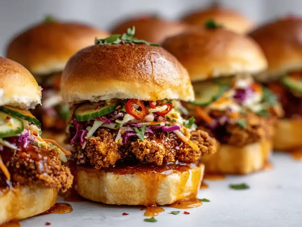 hot honey chicken sliders - featured image