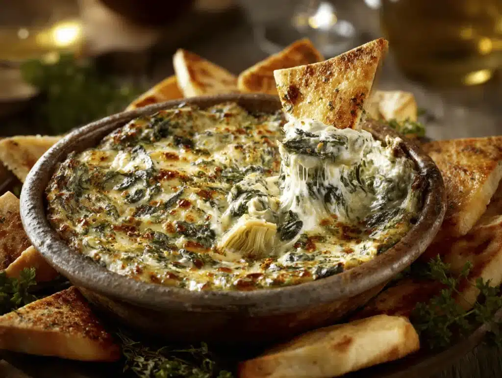 hot spinach and artichoke dip - featured image