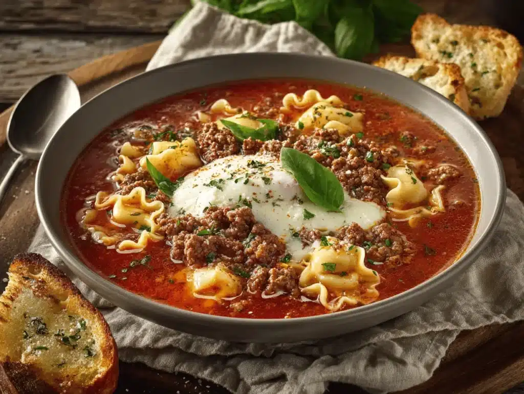 lasagna soup with ground beef - featured image