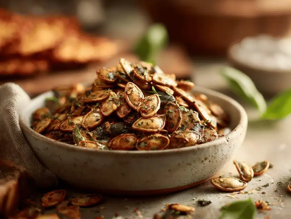 pizza roasted pumpkin seeds - featured image