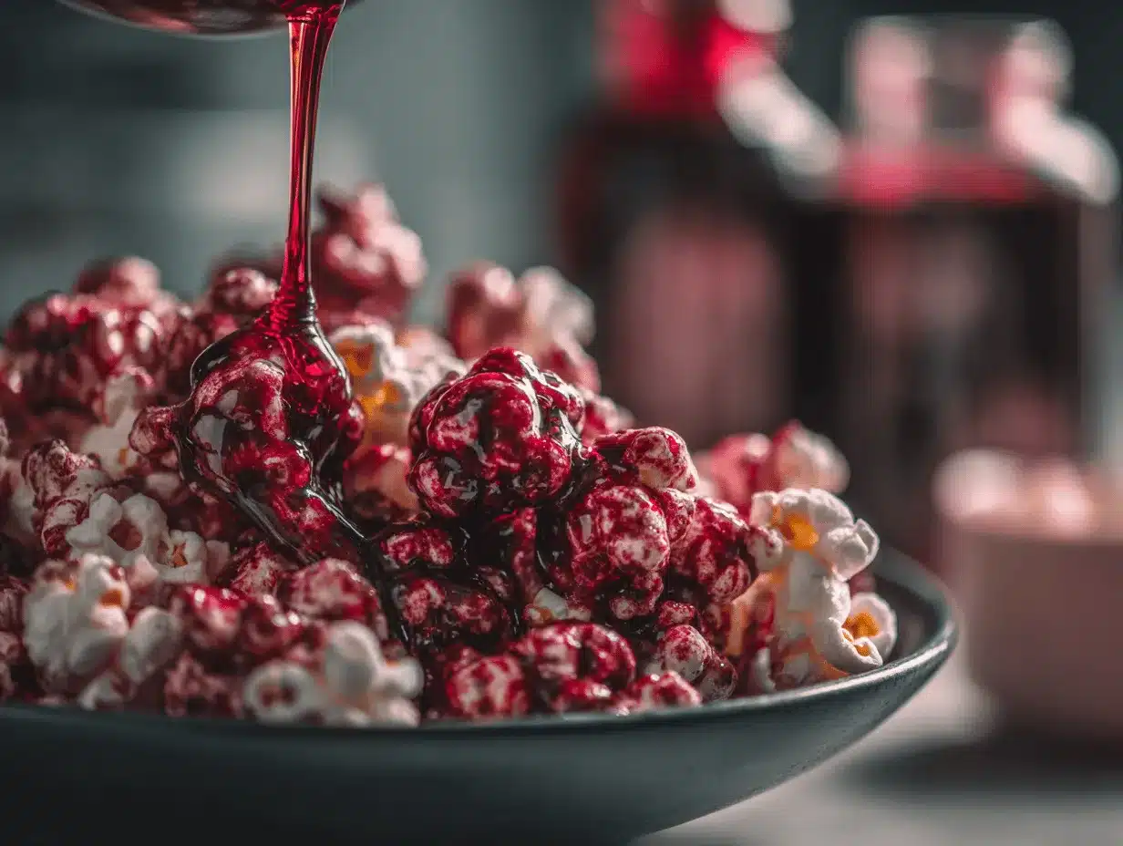 red velvet Halloween popcorn clusters preparation steps