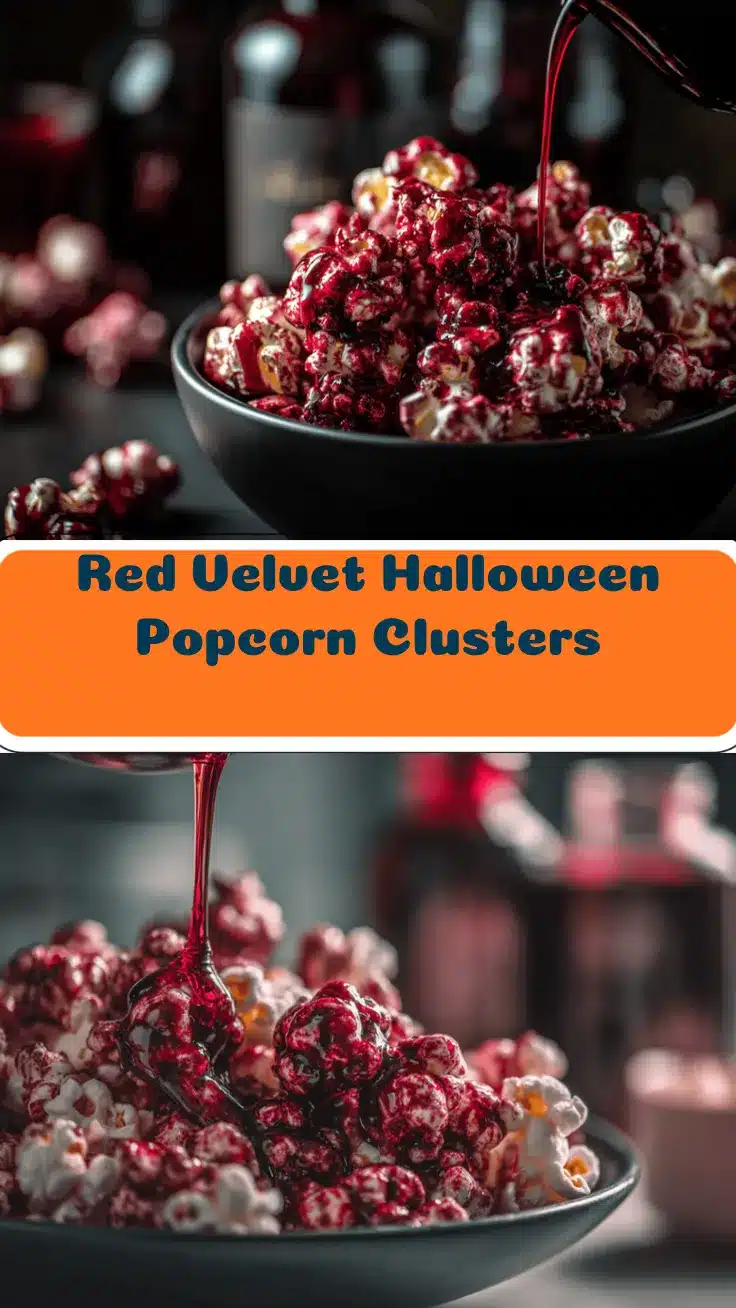 red velvet Halloween popcorn clusters recipe