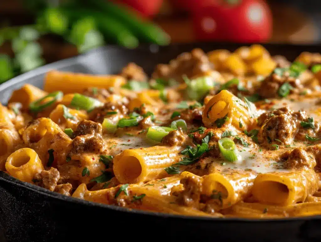 taco beef pasta bake - featured image