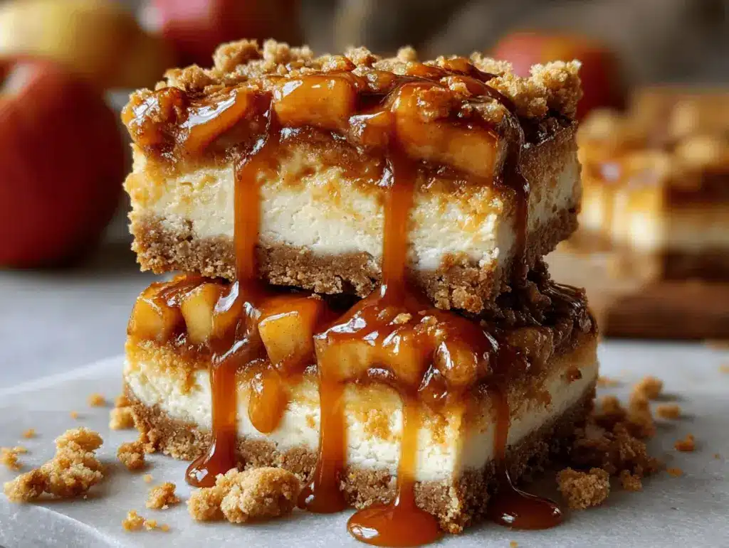 caramel apple cheesecake bars - featured image