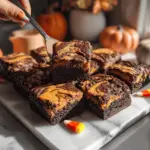 Halloween pumpkin swirl brownies - featured image