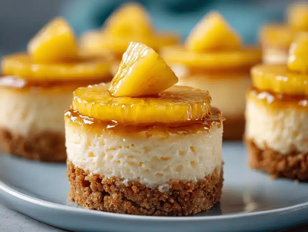 mini pineapple upside-down cheesecakes - featured image