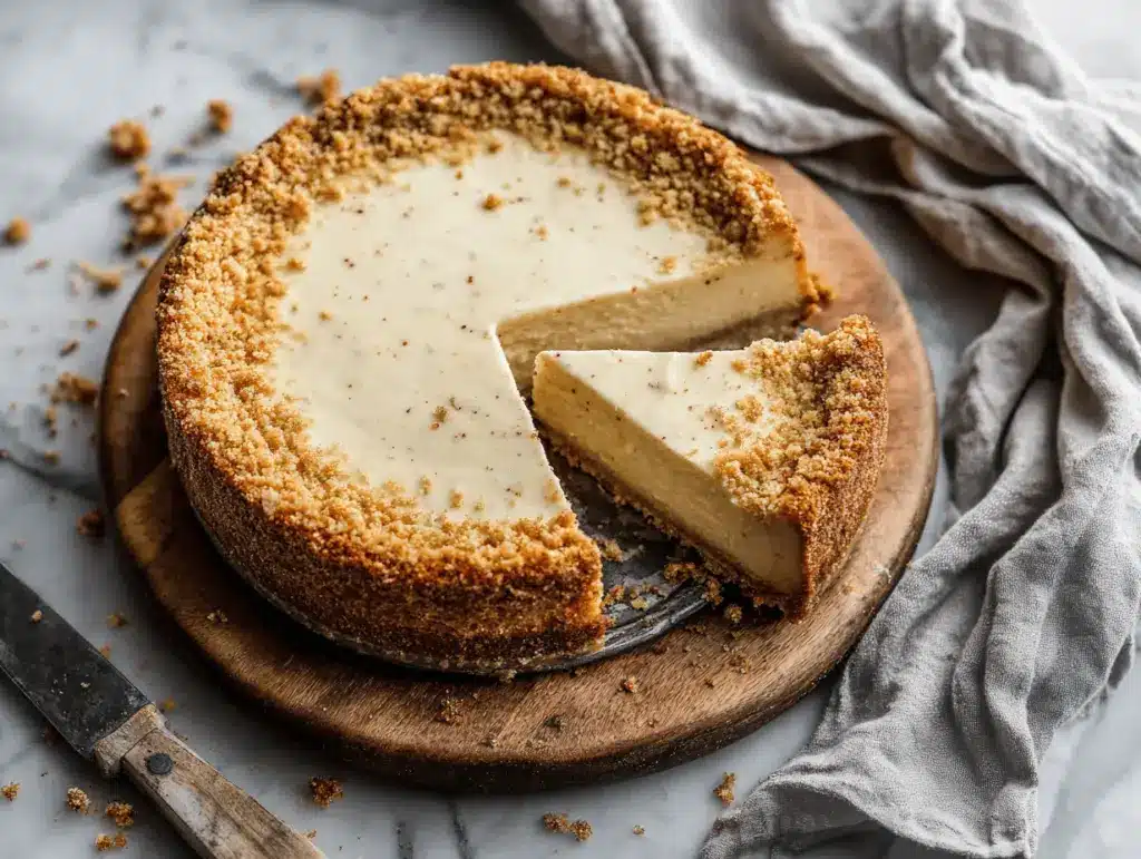 vanilla bean brown butter cheesecake - featured image